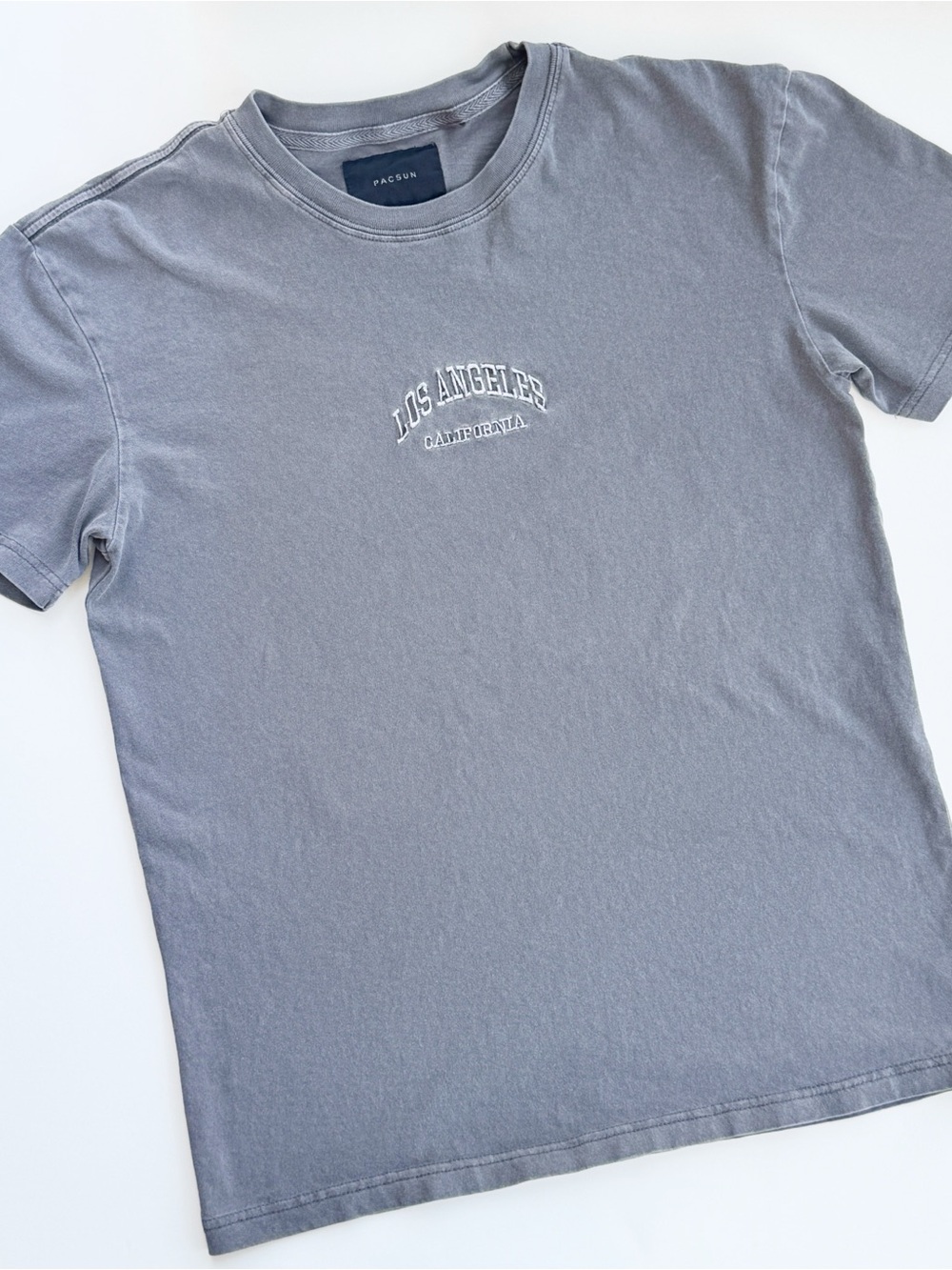 PacSun Gray 'Los Angeles California' Embroidered Short Sleeve Tee